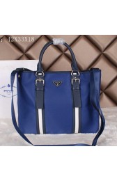 Prada Canvas & Leather Briefcase VA0852 Blue VS06823