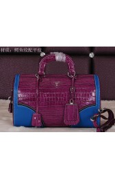 Prada Croco Leather Boston Bag BN8096 Purple VS02191