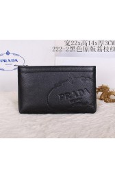Prada Grainy Leather Clutch P2222 Black VS09482