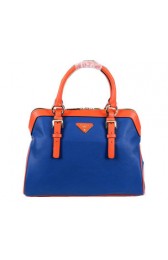 Prada Grainy Leather Top Handle Bag BL8091 Royal&Orange VS03506