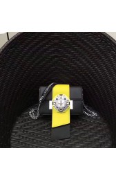 Prada Jewels Ribbon Calf Leather Bag Black and Yellow 1BD067 VS07395