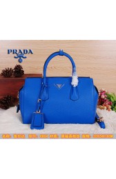 Prada Original Grainy Leather Boston Bags BN6804 Blue VS06507