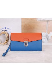 Prada Saffiano Leather Document Holder VR0075 Orange&Blue VS08701
