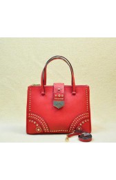 Prada Saffiano Leather Tote With Metal Studs B2752M Red VS06594