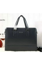 PRADA Smooth Leather Business Briefcase G8548 Royal VS05192