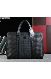 Prada Weave Leather Briefcase P50771 Black VS05086