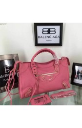 Replica Balenciaga Goatskin Classic Metallic Edge City Bag B30589 Pink VS08595