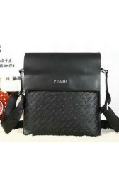 Replica Best Prada Calfskin Leather Messenger Bag P88081 Black VS09342