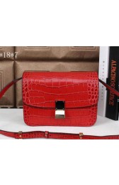 Replica Celine Classic Box Small Flap Bag Croco Leather C3118 Red VS06889