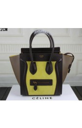 Replica Celine Luggage Micro Tote Bag Suede Leather C3308M Lemon&Brown&Khaki VS06867