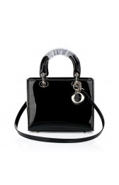 Replica Christian Dior CD6325 Black Patent Mini Lady Dior Bag Gold VS06881