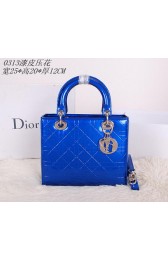 Replica Christian Dior Patent Leather Lady Dior Bag CD0313 Blue VS07273