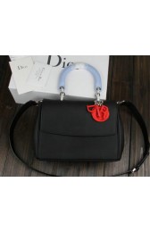 Replica Dior Be Dior Flap Bag Nappa Leather CD99018S Black&SkyBlue VS00581