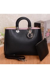 Replica Dior Diorissimo Bag in Smooth Calfskin Leather V801 Black VS07557