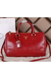 Replica Prada Bright Leather Boston Bag BN6260 Red VS00453
