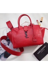Replica Saint Laurent Downtown Cabas Bag in Red Crocodile Embossed Leather 436834 VS07498