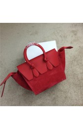 Replica Top Celine Tie Nano Top Handle Bags Suede Leather C98313 Red VS09620