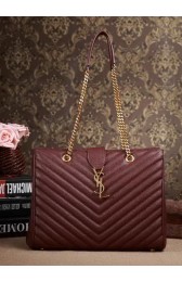Saint Laurent Classic Monogramme Shopping Tote Bag Cannage Pattern Y5481 Burgundy VS07257