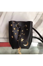 Saint Laurent Moon & Stars Mini Bourse Bucket Bag Black Y220360 VS07652