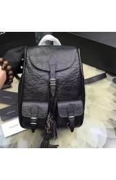 Small Festival Backpack In Black Crocodile Embossed Leather 421943 VS06600