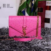 Best Quality Replica Yves Saint Laurent Classic Ostrich Leather Flap Bag Y9962 Rose VS08694