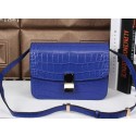 Celine Classic Box Small Flap Bag Croco Leather C3118 Royal VS00329