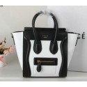 Celine Luggage Nano Bag Original Leather C3308S Black&White VS03697