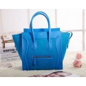 Celine Mini Luggage 3308 in Shiny Blue Original Leather with Suede Leather VS02127
