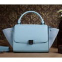 Celine mini Trapeze Top Handle Bag Original Grainy Leather 3342S Light Blue VS05394