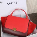 Celine Trapeze Bag Original Suede Leather CT3342 Burgundy&Red VS02810