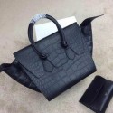 Copy Top Celine Tie Top Handle Bags Original Croco Leather CT98314 Black VS06607