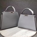 Fake Fendi Peekaboo Tote Bag Light Grey Original Leather F280504 VS09614