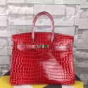 Fake Hermes Birkin 35CM Tote Bag Red Crocodile Leather B06222 VS03358
