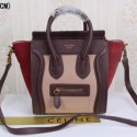 Fashion Imitation Celine Luggage Nano Tote Bag Suede Leather CLY33081S Camel&Burgundy VS04004