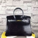 Hermes Birkin 35CM Tote Bag Black Crocodile Leather B06222 VS09372