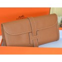 Hermes Jige Clutch Bag Calfskin Leather Wheat VS05753