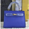 Hermes Kelly 22cm Tote Bag Calfskin Leather Blue VS08238