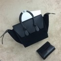 High Imitation Celine Tie Top Handle Bag Suede Leather C98314 Black VS01385