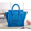 High Quality Celine Micro Luggage 3307 in Shiny Blue Original Leather with Suede Leather YD VS09275