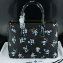 High Quality Mingdu Prada 2274 Flower Printed Saffiano Leather Handbag in Black VS08766