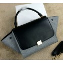 Imitation Celine Trapeze Bag Suede Leather CL008 Grey&Black VS04389