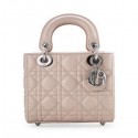 Imitation High Quality Lady Dior Bag Nano Bag Apricot Original Leather D44552 Silver VS04985