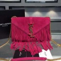 Imitation Yves Saint Laurent Classic Flap Front Bag Tassel Suede Leather Y30340 Rose VS02230