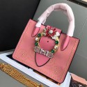 Knockoff Miu Miu Goat Leather Top Handle Bag Pink 5BA043 VS01136