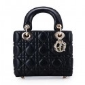 Lady Dior Bag Nano Bag Black Original Leather D44552 Gold VS02942