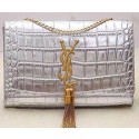Luxury Yves Saint Laurent Monogramme Croco Leather Cross-body Bag Y32218 Silver VS05164