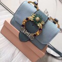 Miu Miu Crystal Goat Leather Shoulder Bag Blue 5BH609 VS08656