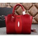 PRADA Calfskin Leather Tote Bag BN6606 Red VS02300