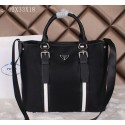 Prada Canvas & Leather Briefcase VA0852 Black VS04718