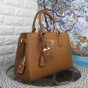Prada Litchi Leather Double Tote Bag Khaki BN2970 VS00525
